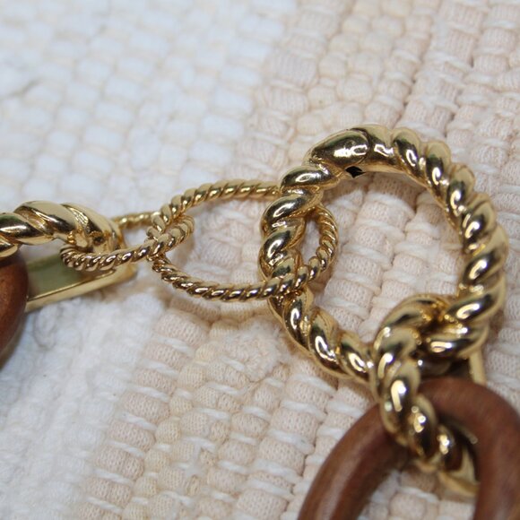 CAPUCINE DE WULF EARTH GODDESS TEAK LINK BRACELET 18k GOLD OVER BRASS LOBSTER CL - Picture 9 of 15